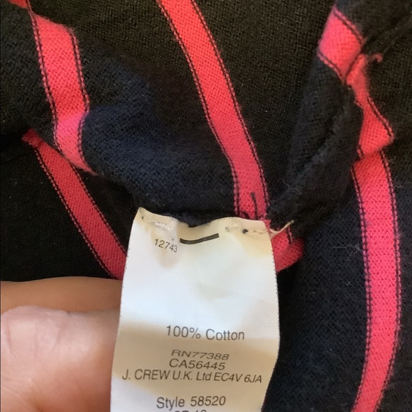 J Crew ladies long sleeve cotton sweater in navy and pink.    Size L - Picture 3 of 3